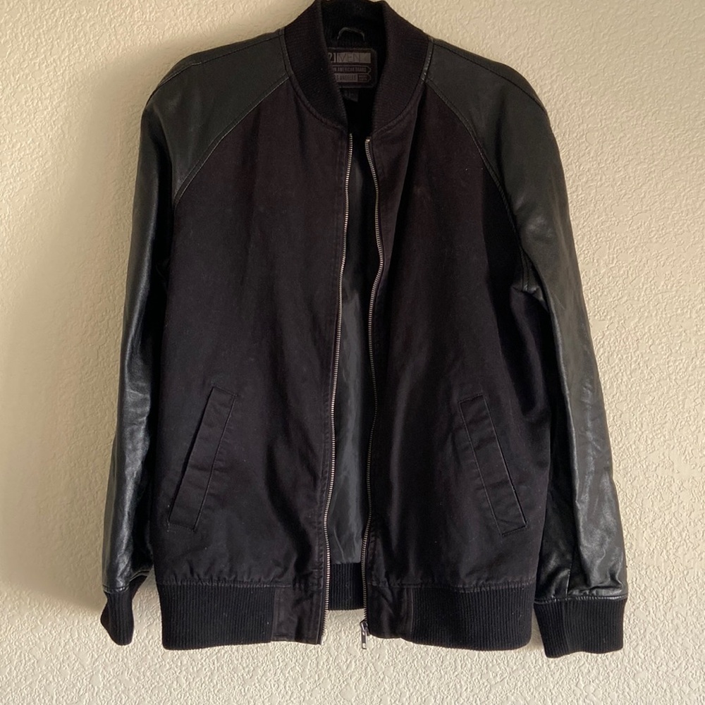 21 MEN Suede Leather jacket, L, Black